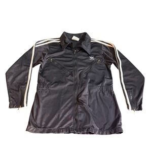 Adidas Track Jacket Black White Stripes Zip Front Collared‎ Size M